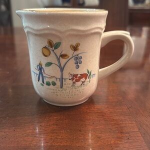 International Tableworks Stoneware Heartland Creamer Pourer Farm Cow Pig Wheat